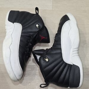 Nike Air Jordan 12 Playoffs Kids Size 2Y Sneakers Shoes Tennis White Black